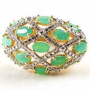 Gold Wash Sterling Silver Emerald and Diamond Ring